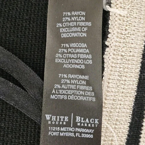 White House Black Market Sweater Womens XS Black Striped Knit Cardigan Metallic - Picture 9 of 10